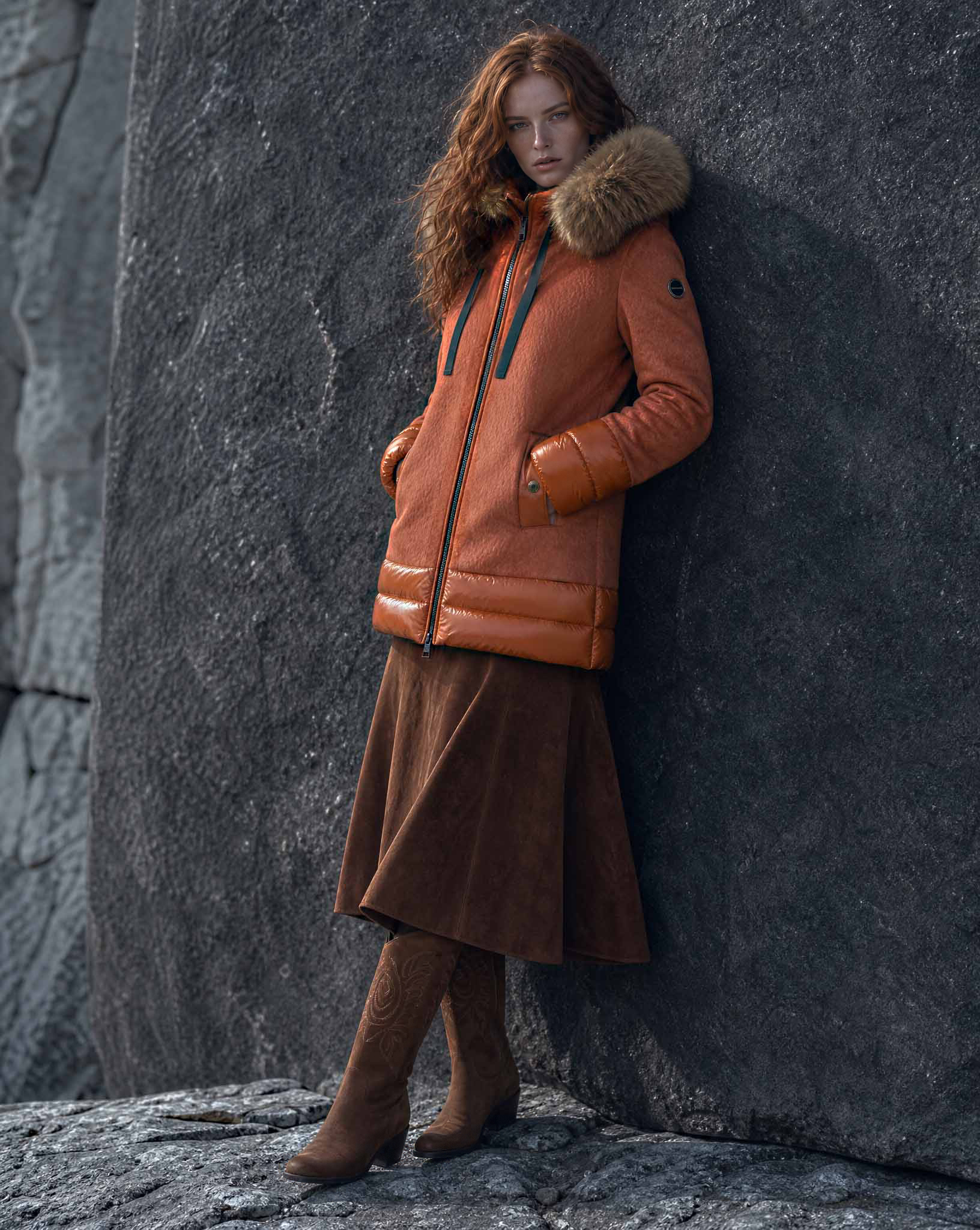 INARA abrigo-piel-vuelta-combinado-naranja-inara-donjaz-3